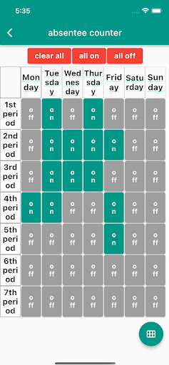 Absence counter Screen 2