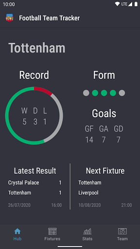 Android application Football Team Tracker screenshort