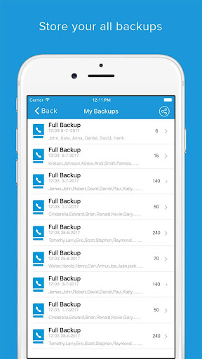 Contact Backup And Restore Screen 3