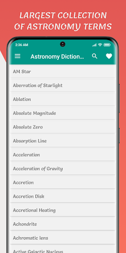 Android application Astronomy Dictionary screenshort