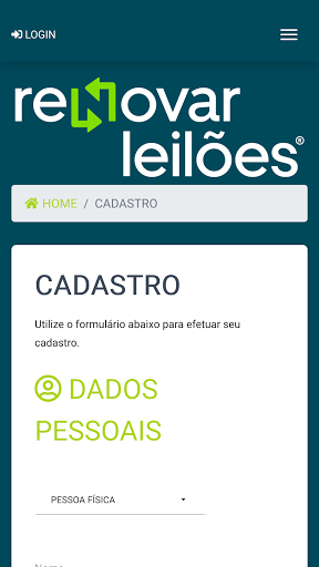 Renovar Leilões Screen 2
