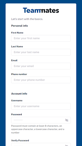 Teammates App Screen 3