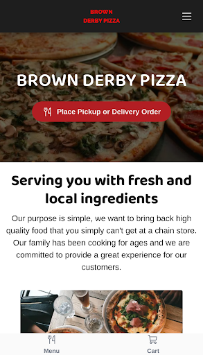 Android application Brown Derby Pizza screenshort