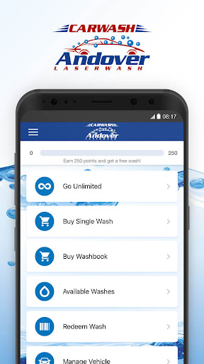 Android application Andover Laserwash screenshort
