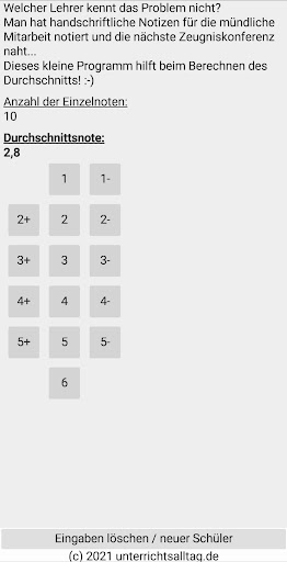 Mündliche-Noten-Rechner Screen 2
