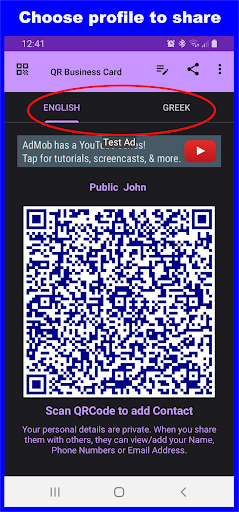 QR Business Card Screen 2