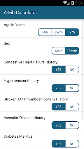 Android application A-Fib Calc screenshort