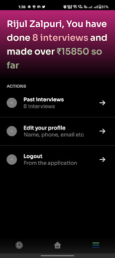 Android application Intervue Partner screenshort