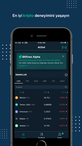 Android application Bitfinex TR screenshort
