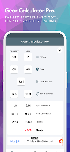 Android application RC Gear Calculator Pro screenshort