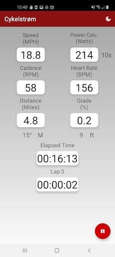 Android application Cykelstrom Bicycle Power Meter screenshort