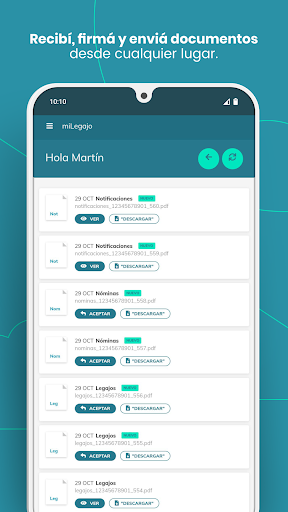 Android application miLegajo screenshort