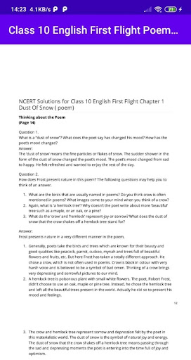 Class 10 English First Flight Screen 2