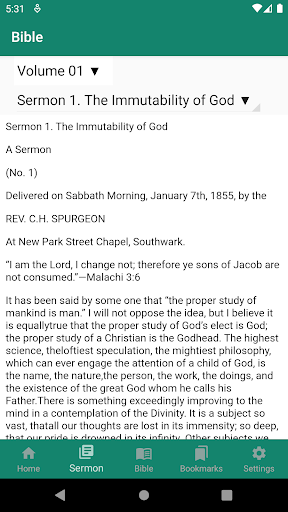 Android application Spurgeon Sermons and KJV Bible screenshort
