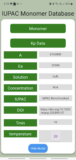 IUPAC Monomer Database Screen 3
