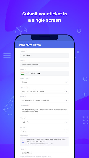 Android application Ticketing screenshort