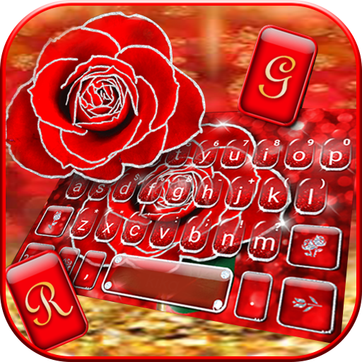 Silver Glitter Red Rose Keyboa logo