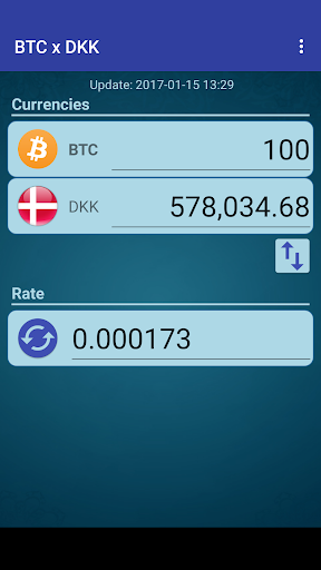 Android application Bitcoin x Danish Krone screenshort
