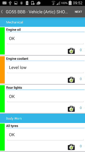Mandata Vehicle Checks Screen 3