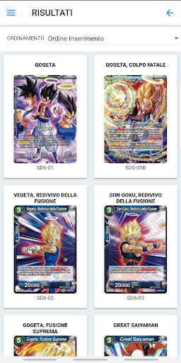 Android application dbs-cardgame.it screenshort
