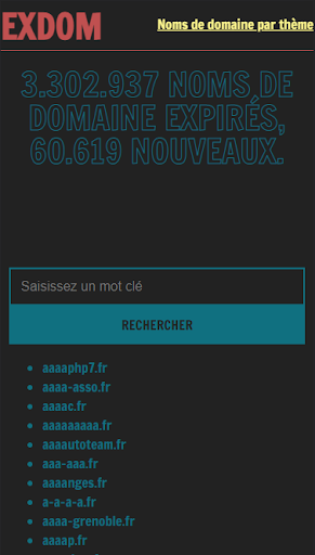 Android application Exdom - Noms de domaine screenshort