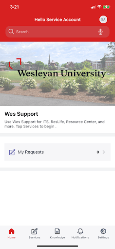 Android application WesSupport screenshort