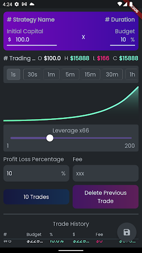 Android application Trading Strategy Tester screenshort