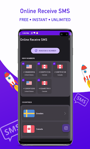Android application Receive SMS online - OnlineSMS screenshort
