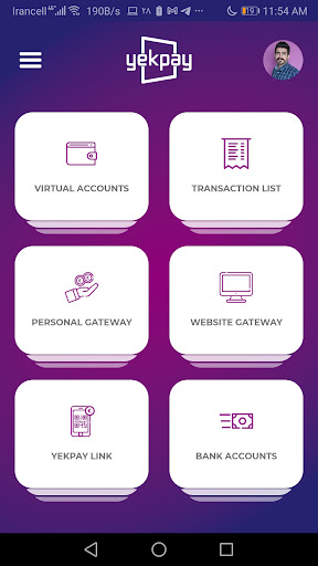 Android application Yekpay screenshort