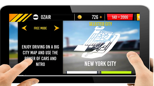 Real car action with slow motion in new york city