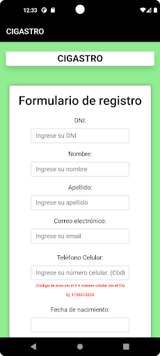 CIGASTRO Screen 2