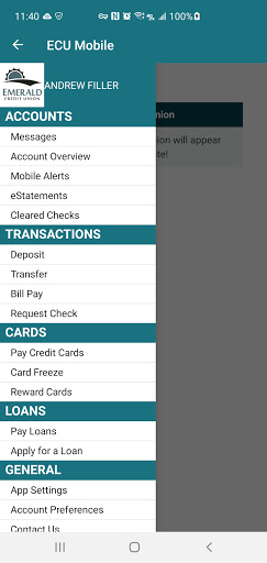 Emerald Credit Union Mobile Ba Screen 2