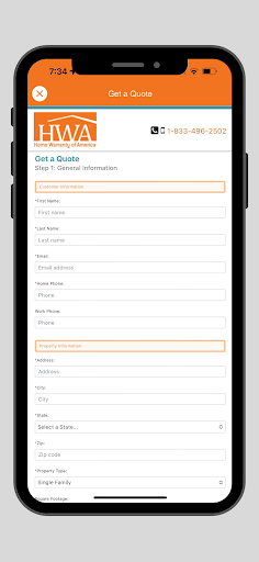 Home Warranty of America (HWA) Screen 2