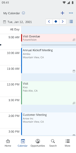 Screenshot of SAP Cloud for Customer