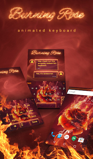 Android application Burning Rose Keyboard Theme screenshort
