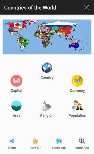 Android application Country, Capital and Currency screenshort
