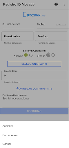 Registro ID Screen 2