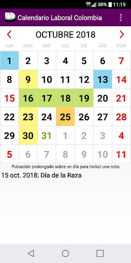 Android application Calendario Colombia 2023 screenshort