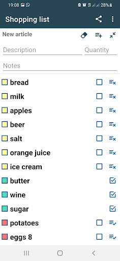 Android application Shopping list screenshort