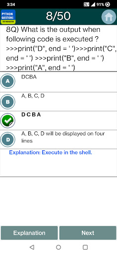 Python Practice Test ekran görüntüsü