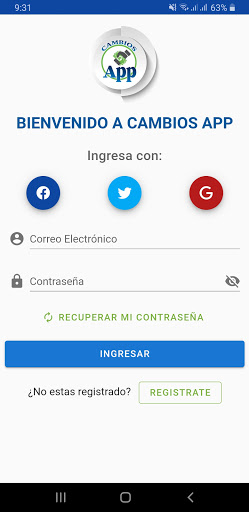Cambios App - Envío de Remesas Screen 2