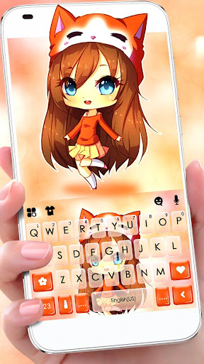 Android application Fox Girl Keyboard Theme screenshort