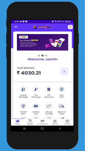 BharatPay - Recharge DMT AEPS Screen 2