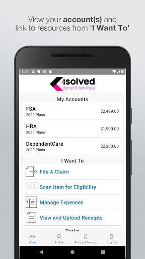 Android application isolved Benefit Services WDM screenshort