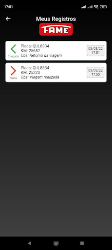 Fame - Controle de KM Screen 3