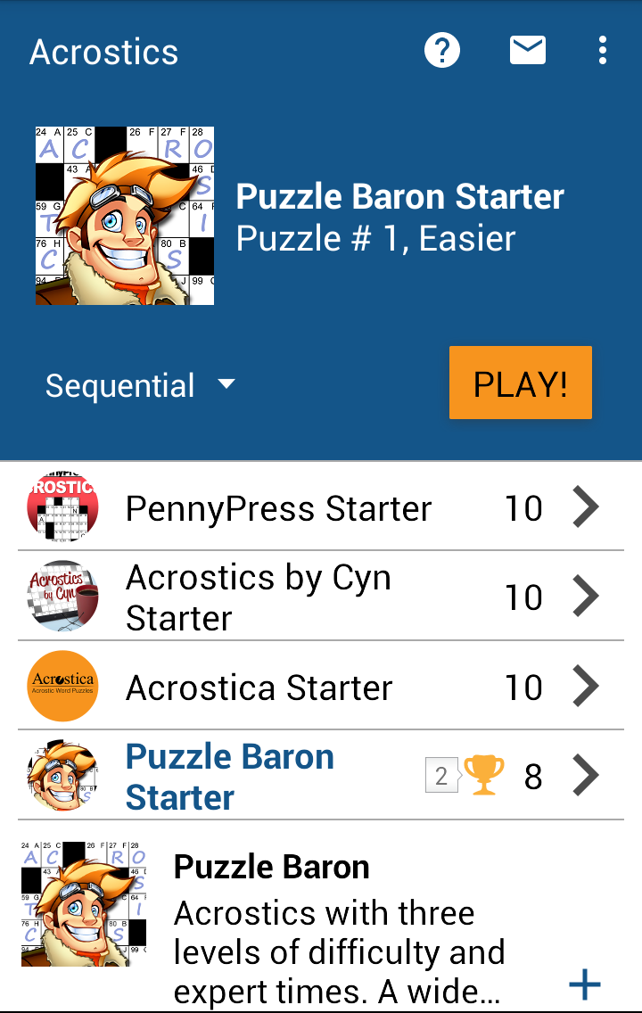 Android application Acrostics Crossword Puzzles screenshort