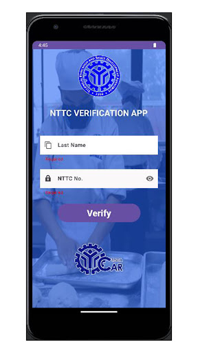 Android application NTTC Verification App screenshort