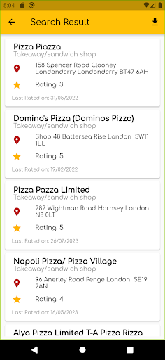 Food Hygiene Rating Screen 3