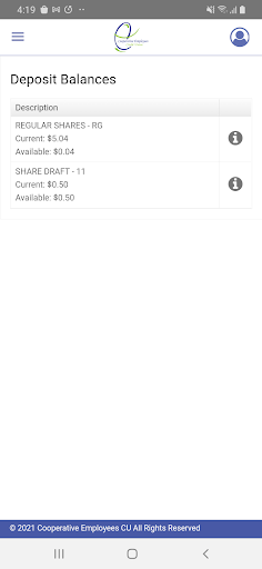 CECU Mobile Banking Screen 2