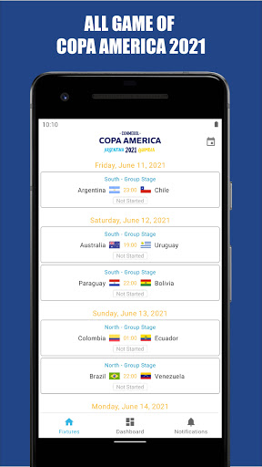 Android application Copa America 2021 screenshort